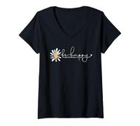 Mujer Sunflower Be Happy: vuelve locas a las personas Salud mental Camiseta Cuello V