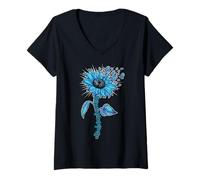 Mujer Sunflower Diabete T1D Type1 Diabetic Life Diabetes Awareness Camiseta Cuello V