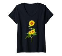 Mujer Sunflower Flower Garden Yellow Girasol Flor Gift Camiseta Cuello V