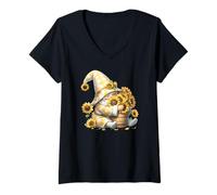 Mujer Sunflower GNOME Graphic For Women Flower Lover and Summer Camiseta Cuello V