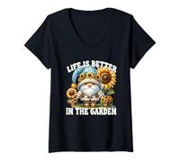 Mujer Sunflower Retirement Saying Dad Life Is Better In The Garden Camiseta Cuello V