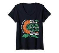 Mujer Sunflower You Are Worthy Loved Needed Mental Health Camiseta Cuello V