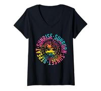 Mujer Sunrise Sunburn Sunset Repeat Vacaciones Familiares 2026 Camiseta Cuello V