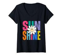 Mujer Sunshine - Retro - Vibes de Verano - Daisy Camiseta Cuello V