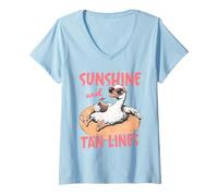 Mujer Sunshine Tan Lines Relajante Pato Playa Verano Camiseta Cuello V