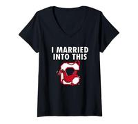 Mujer SUNY Cortland Red Dragons I Married Into This Funny Camiseta Cuello V
