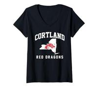 Mujer SUNY Cortland Red Dragons New York State Camiseta Cuello V