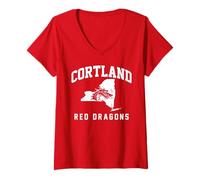 Mujer SUNY Cortland Red Dragons New York State Camiseta Cuello V
