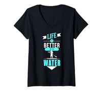 Mujer SUP Paddleboarding Stand Up Paddle Paddle Paddle Paddling Water Supboard Camiseta Cuello V