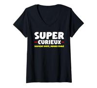 Mujer Super Curioso | Curiosidad Carácter | Cita Divertida Camiseta Cuello V