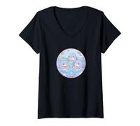 Mujer Super Cute Delfines Comiendo Sopa Dumplings Anime Ocean Design Camiseta Cuello V