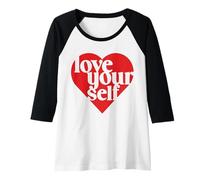 Mujer Super Cute Love Yourself Heart Summer Vibes Camiseta Manga Raglan