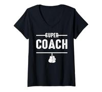 Mujer Super Entrenador Coach de Boxeo Boxing kikboxing Boxeador Camiseta Cuello V