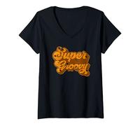 Mujer Super Groovy T-Shirt Vintage Retro 1970s Men Women Boy Girls Camiseta Cuello V