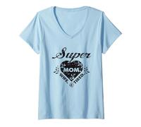 Mujer Súper Mamá Super Esposa Súper Cansado Divertido Día de la Madre Vibes Camiseta Cuello V