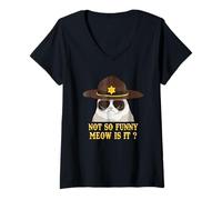 Mujer Super State Trooper Cat Shirt Not So Funny Meow is it Camisa Camiseta Cuello V