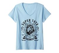 Mujer Super Tata Lew Polska Koszulka Prezent para Taty Polaco Papá Camiseta Cuello V