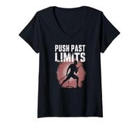 Mujer Supera Tus Límites Fuerza Cuerda Motivación Gimnasio Camiseta Cuello V