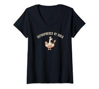 Mujer Superado en número por Chicas Funny Dad Goose Camiseta Cuello V