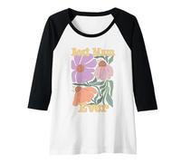 Mujer Supercute Love her Retro Floral Groovy Boho, la mejor mamá de la historia del Reino Unido Camiseta Manga Raglan