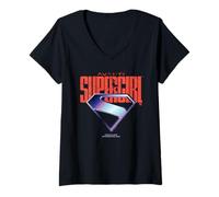 Mujer Supergirl 2026 Chrome S-Shield Logo and Text Camiseta Cuello V