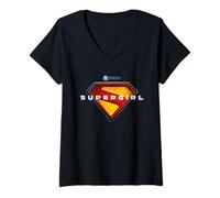 Mujer Supergirl 2026 Full Color Shield Name in Center Camiseta Cuello V