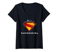Mujer Supergirl 2026 Full Color Shield Name Under Shield Camiseta Cuello V