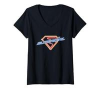 Mujer Supergirl 2026 Neon Glow Shield Camiseta Cuello V