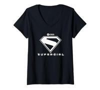 Mujer Supergirl White Logo Camiseta Cuello V