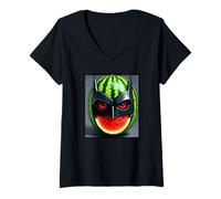 Mujer Superhéroe de Frutas de melón murciélago Camiseta Cuello V