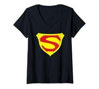 Mujer Superman Shield 1941 Gold Camiseta Cuello V