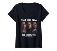 Mujer Supernatural Sam Dean Castiel Original Trio Camiseta Cuello V