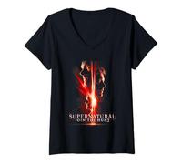 Mujer Supernatural Sam Dean Castiel Red Portal Camiseta Cuello V