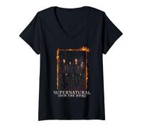 Mujer Supernatural Sam Dean Fire Door Camiseta Cuello V