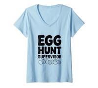 Mujer Supervisor de Caza de Huevos Campeón de Caza de Huevos de Pascua Camiseta Cuello V