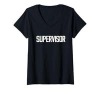 Mujer Supervisor Diseño de Texto para Identificación de Liderazgo Camiseta Cuello V