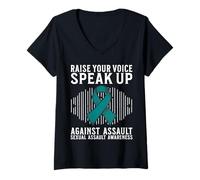 Mujer Support Sexual Assault Awareness Gifts Women Teal Ribbon Camiseta Cuello V