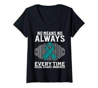 Mujer Support Sexual Assault Awareness Gifts Women Teal Ribbon Camiseta Cuello V