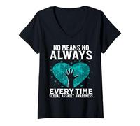 Mujer Support Sexual Assault Awareness Gifts Women Teal Ribbon Camiseta Cuello V