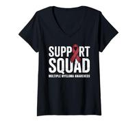 Mujer Support Squad - Cinta de Myeloma múltiple Warrior Burdeos Camiseta Cuello V