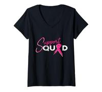 Mujer Support Squad Pink Ribbon Concientización sobre el cáncer de mama Camiseta Cuello V