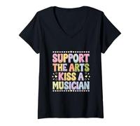 Mujer Support The Arts Kiss A Musician Apreciación musical - Camiseta Cuello V