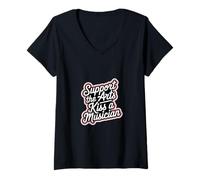 Mujer Support The Arts Kiss A Musician Apreciación musical --- Camiseta Cuello V
