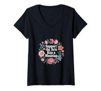 Mujer Support The Arts Kiss A Musician Apreciación musical Camiseta Cuello V