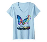 Mujer Support The Cancer We Believe in Miracles Fight In All Color Camiseta Cuello V