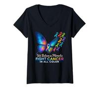 Mujer Support The Cancer We Believe in Miracles Fight In All Color Camiseta Cuello V