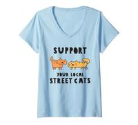 Mujer Support Your Local Street Cats Camiseta Cuello V