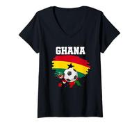 Mujer Supporter Foot Ghana Fan Jersey Bandera Ghana Camiseta Cuello V