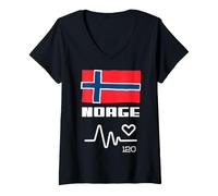 Mujer Supporter Foot Noruega Fan Noruega Jersey Bandera Regalo Camiseta Cuello V