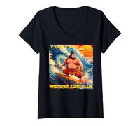 Mujer Surfeando Las Grandes Olas! Nagasaki Surf Club Camiseta Cuello V
